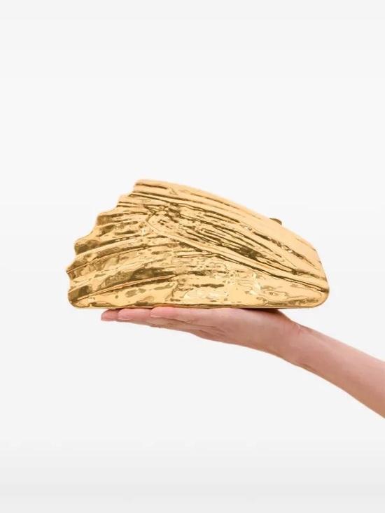 cult gaia Handbags - cult gaia Gold Metallic Shell Clutch